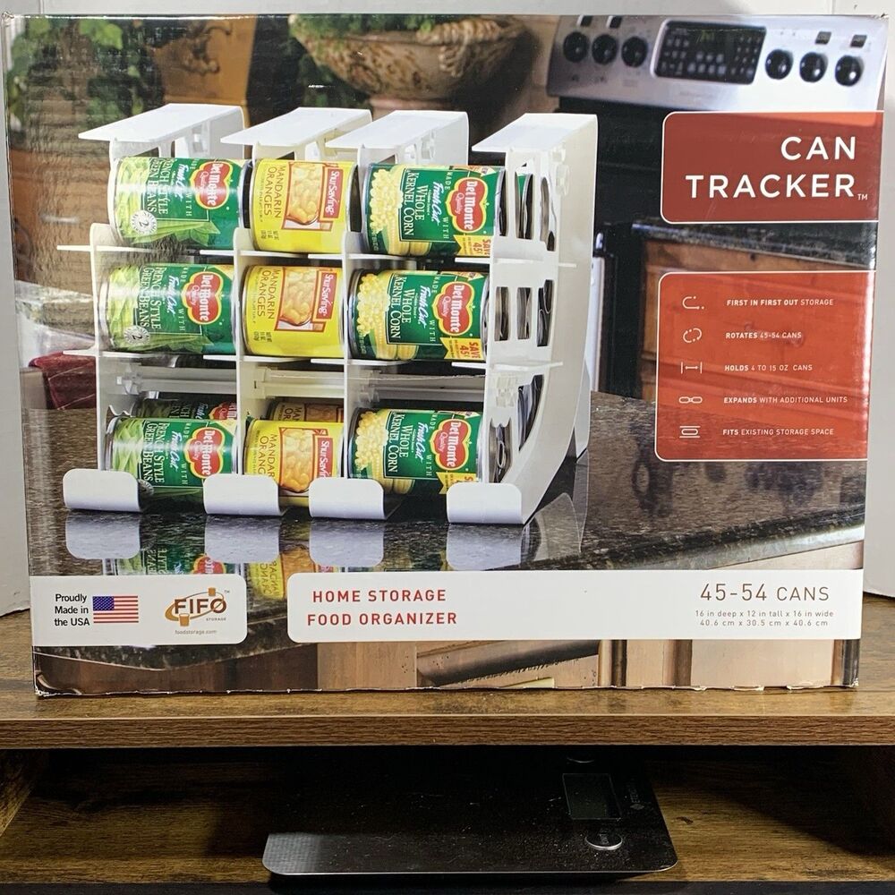 FIFO Can Tracker Hold Up To 54 Standard 10 to 15 Oz Can Sizes, White (New)